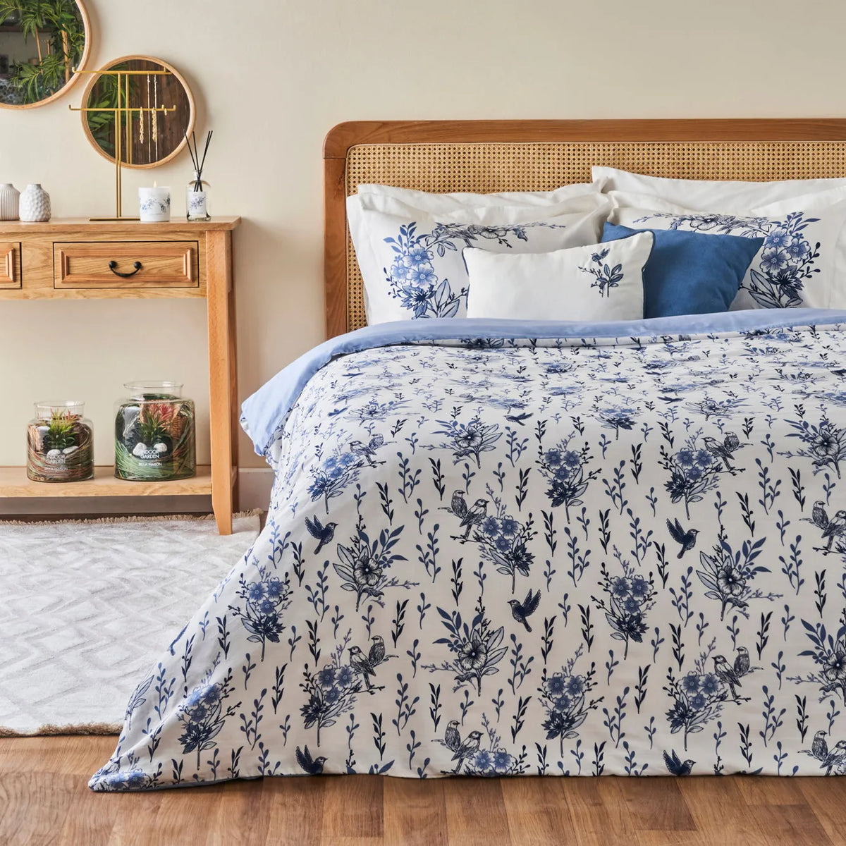 Bleu Blanc Cotton Duvet Set - Full Size