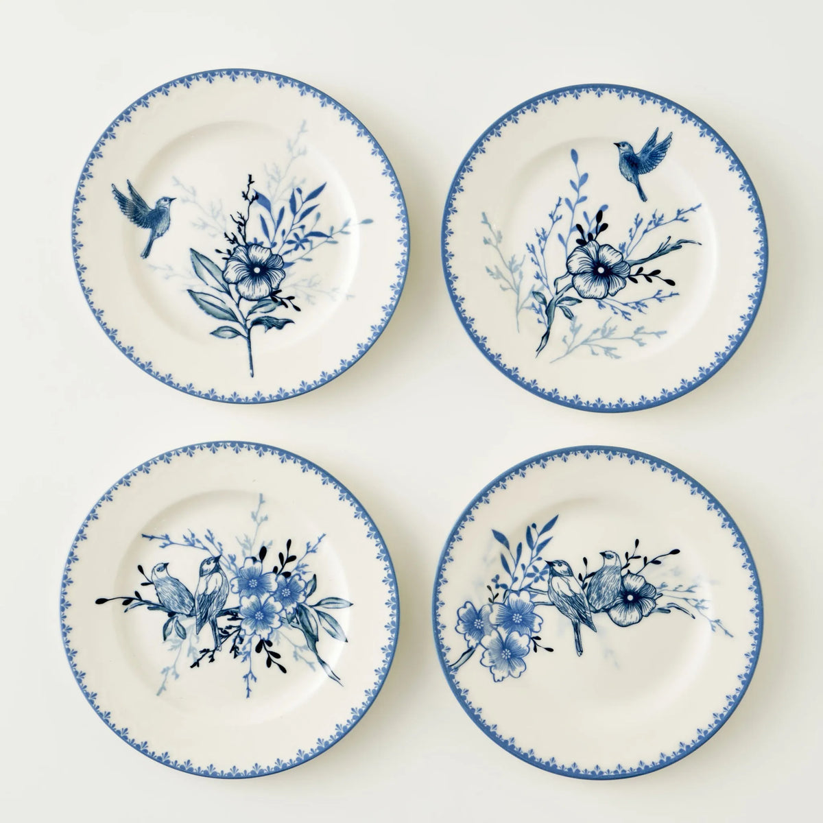 Bleu Blanc Porcelain Dessert Plate (Set of 4)