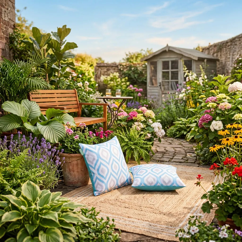 Water-Resistant Outdoor Scatter Cushions Garden Printed Cushion Patio Decorative Pillow - Blue/Grey / 1 Pack