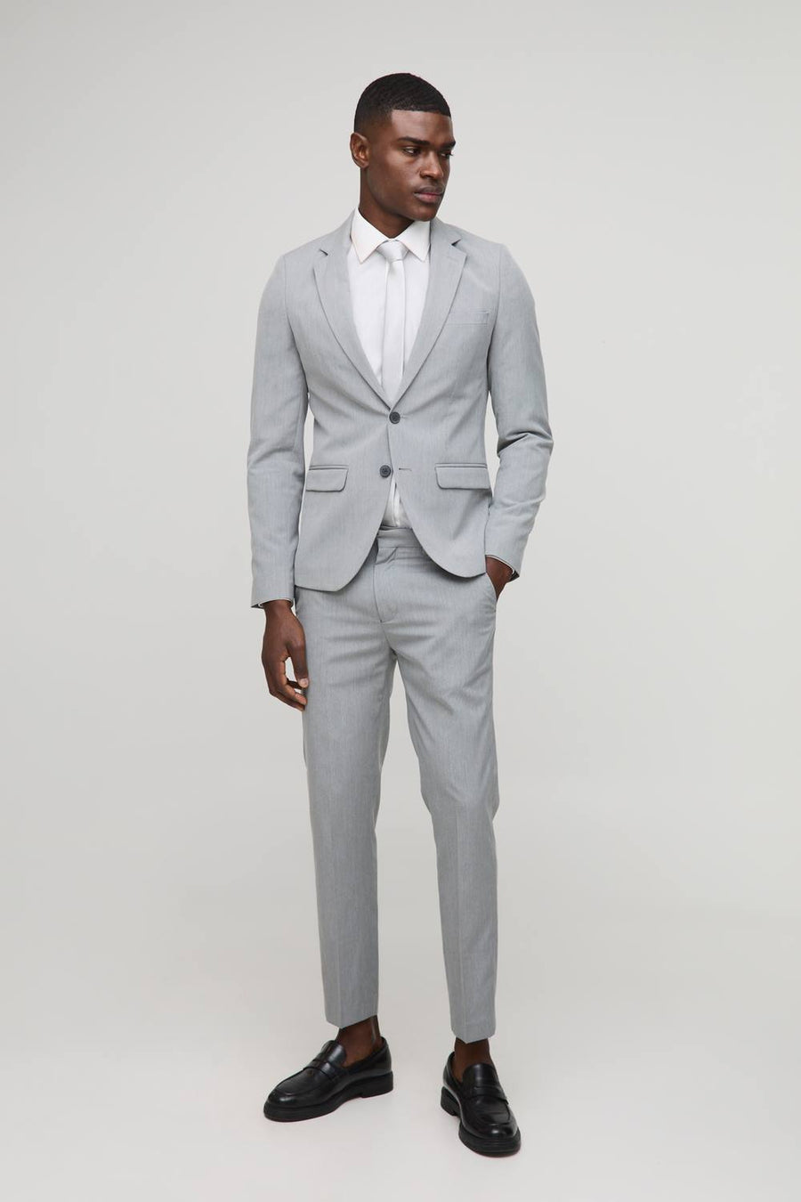 Men's Super Skinny Single Breasted Suit Jacket | Grey | Size 40 | BOOHOOMAN