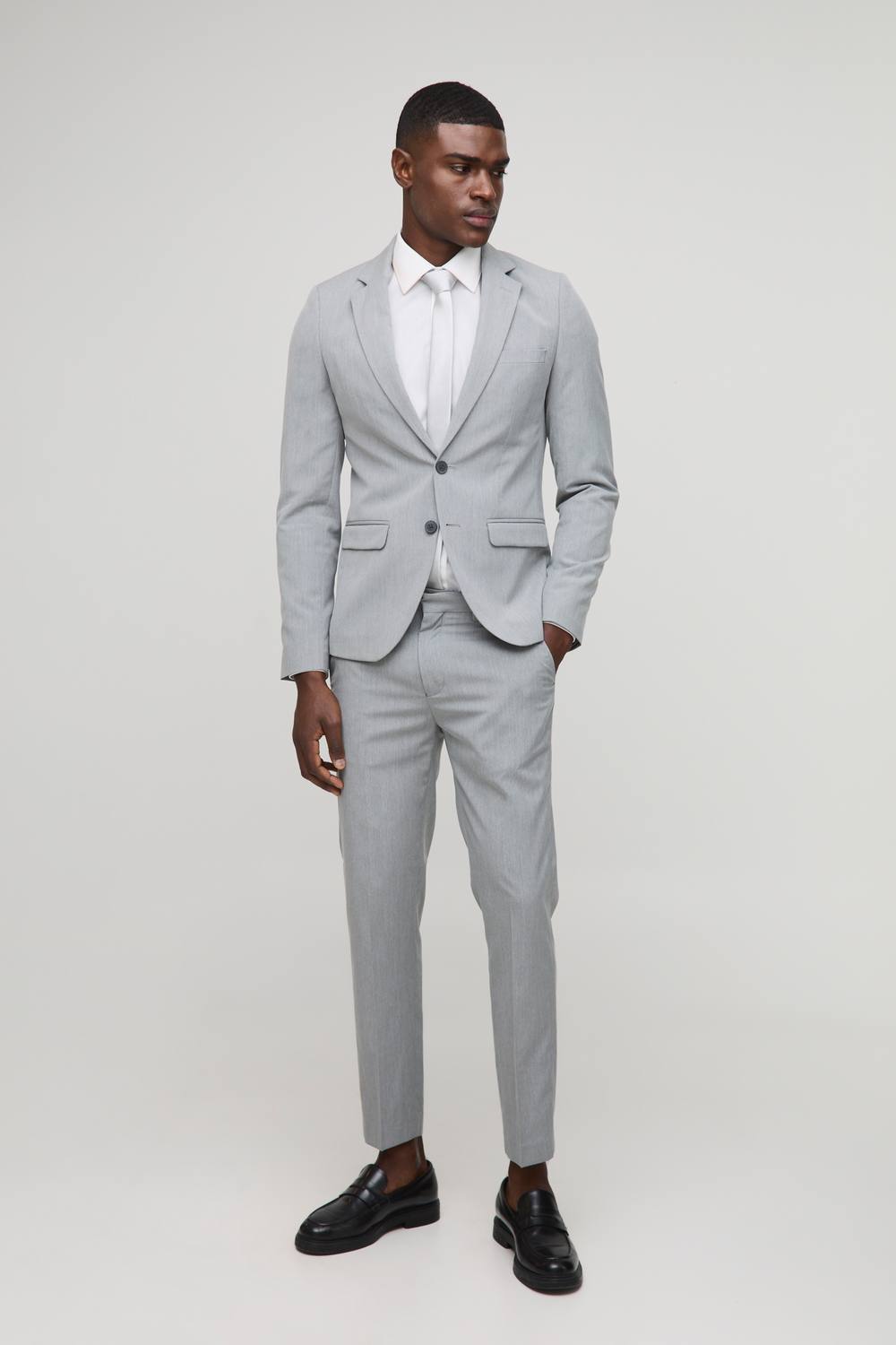 Men's Super Skinny Single Breasted Suit Jacket | Grey | Size 42 | BOOHOOMAN