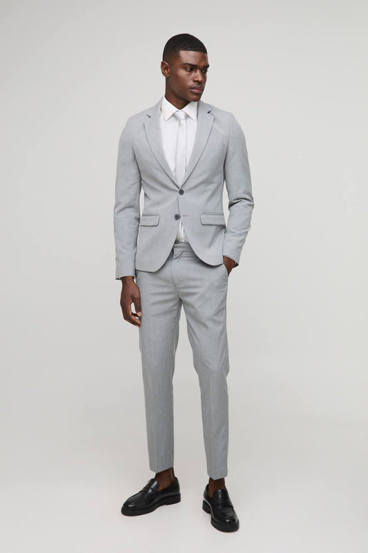 Men's Super Skinny Single Breasted Suit Jacket | Grey | Size 42 | BOOHOOMAN
