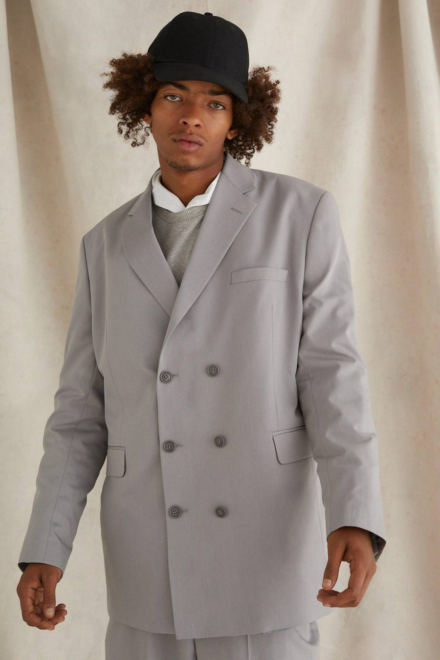 Double Breasted Oversized Blazer | Grey | Size 36