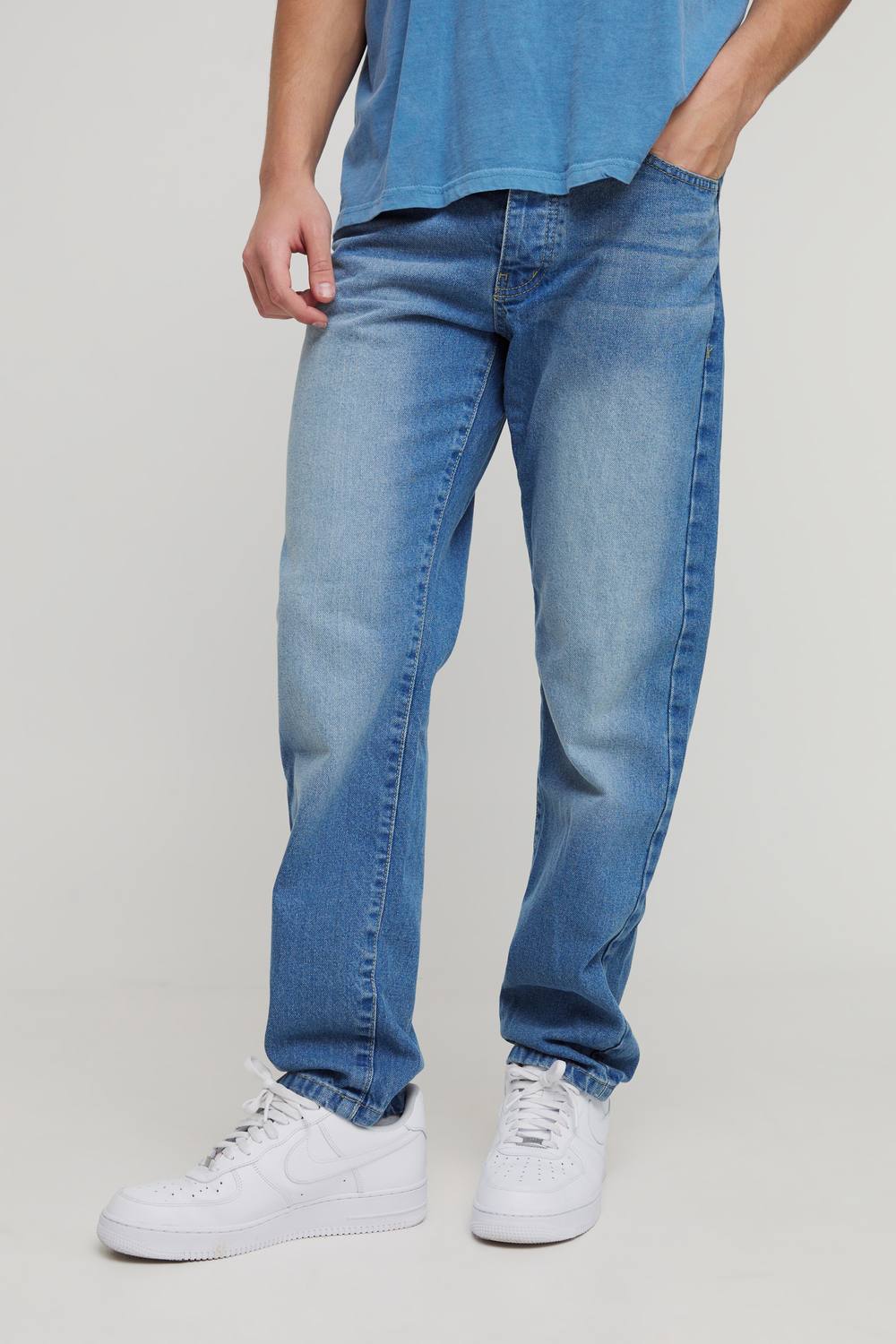 Essential Straight Leg Jeans | Mid Blue | Size 36R