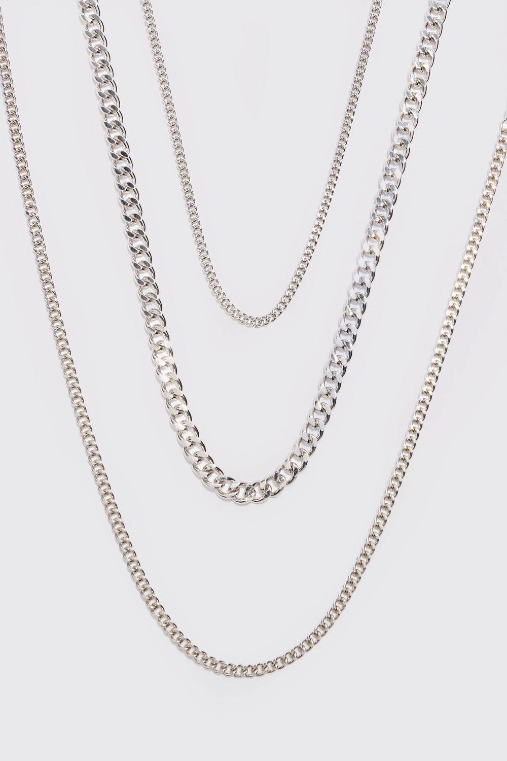 3 Pack Chain Necklace In Silver