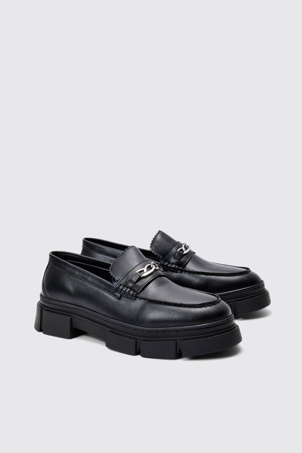 Men's Track Sole Snaffle Loafer | Black | Size 9 | BOOHOOMAN
