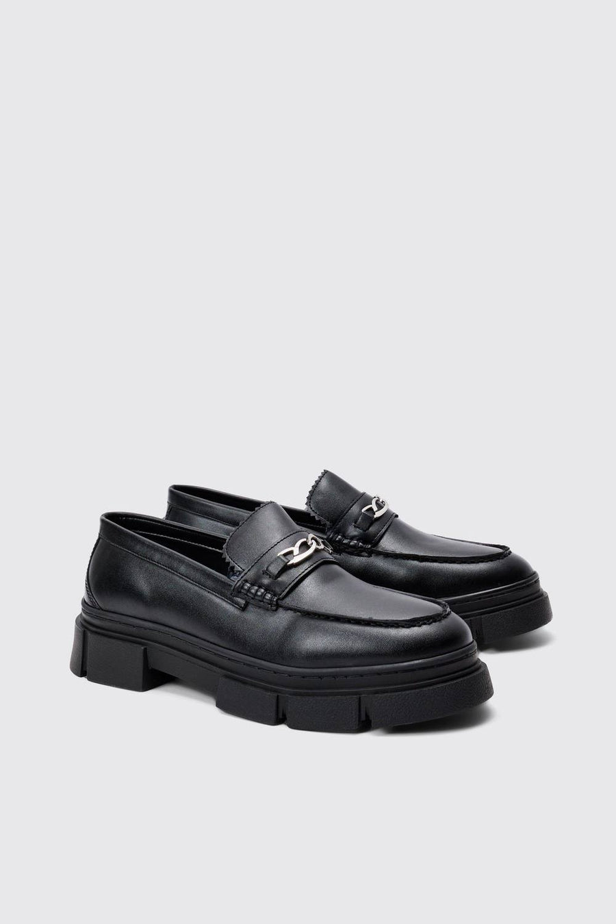 Men's Track Sole Snaffle Loafer | Black | Size 9 | BOOHOOMAN