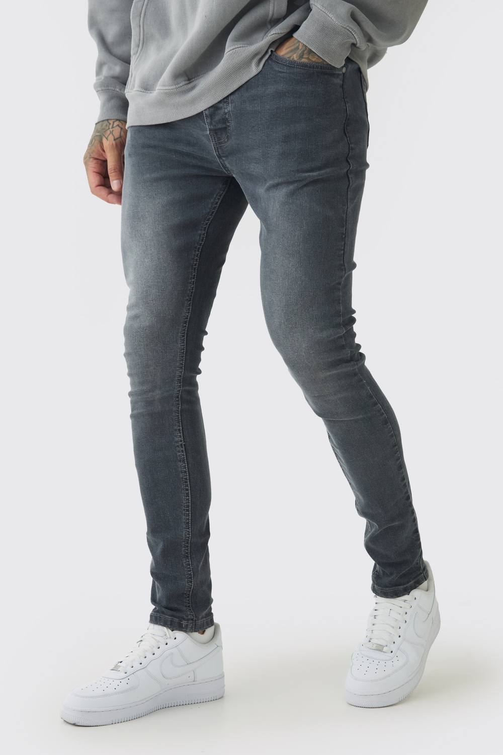 Tall Super Skinny Stretch Jeans | Mid Grey | Size 40