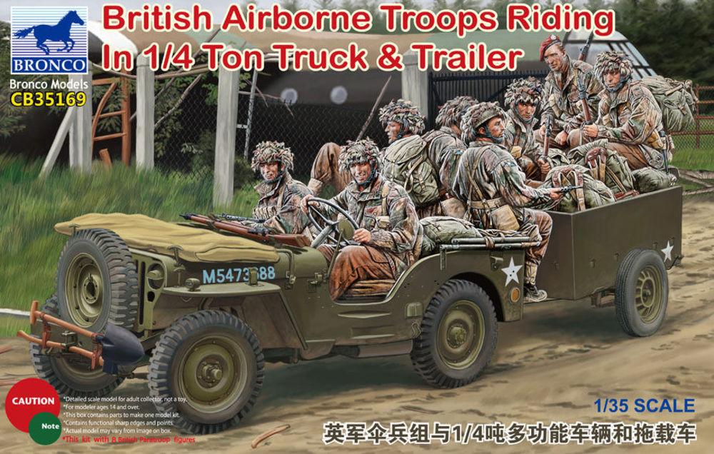 British Airborne Troops Riding In 1/4Ton Truck & Trailer
