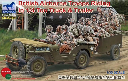 British Airborne Troops Riding In 1/4Ton Truck & Trailer