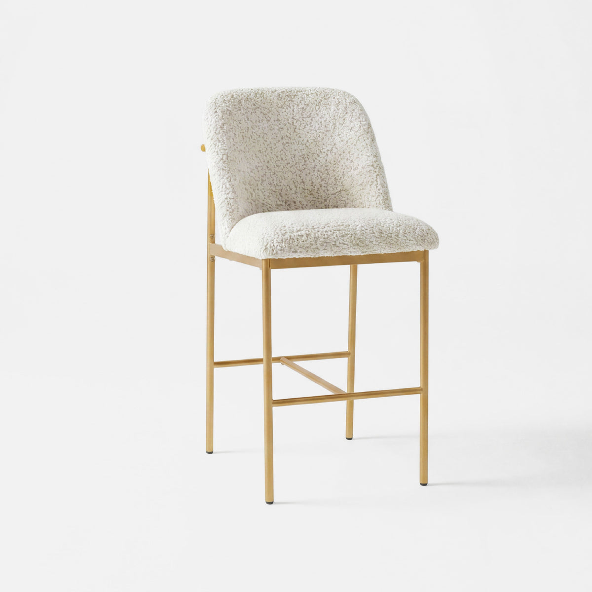COLAMY MATRIX 25'' Modern Upholstered Counter Stools with Gold Metal Frame - Beige / Set of 2