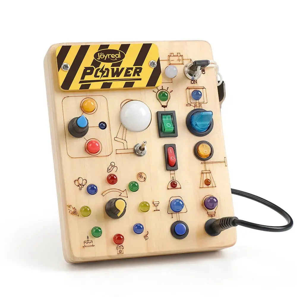 POWER Busy Board for Toddlers, Wooden Toys for STEM Learning