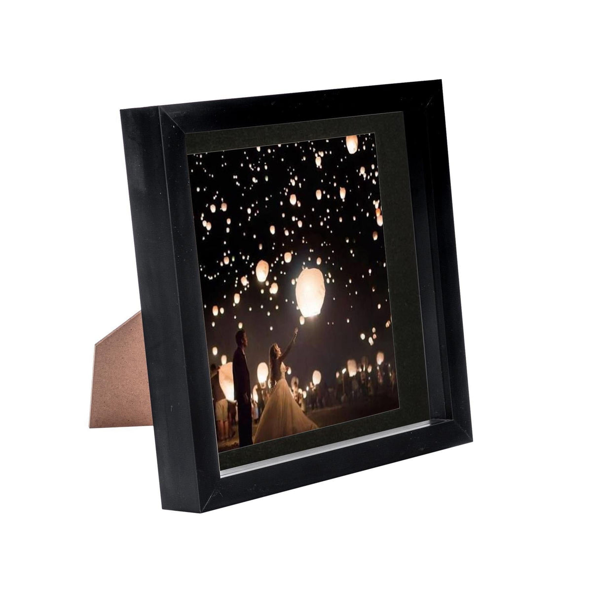 8" x 8" Black 3D Box Photo Frame - with 6" x 6" Mount - Black Mount