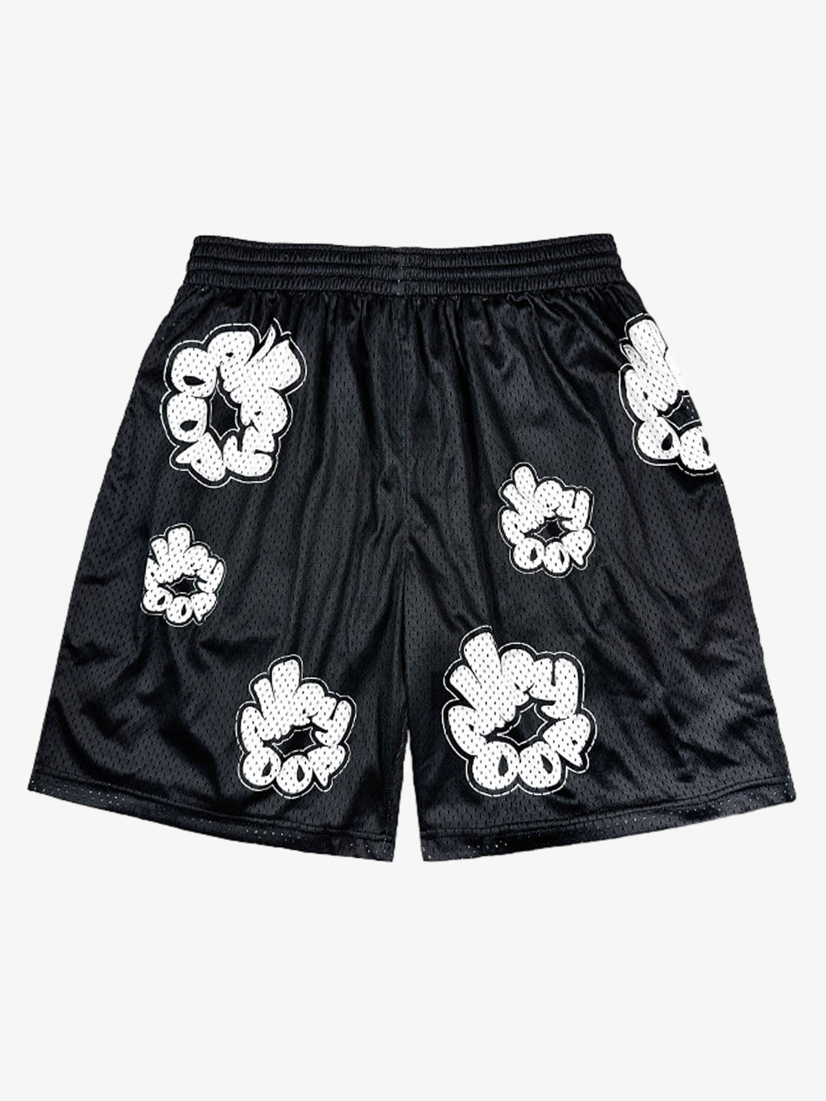 Abstract Letter Graphic Athletic Shorts - Black / S