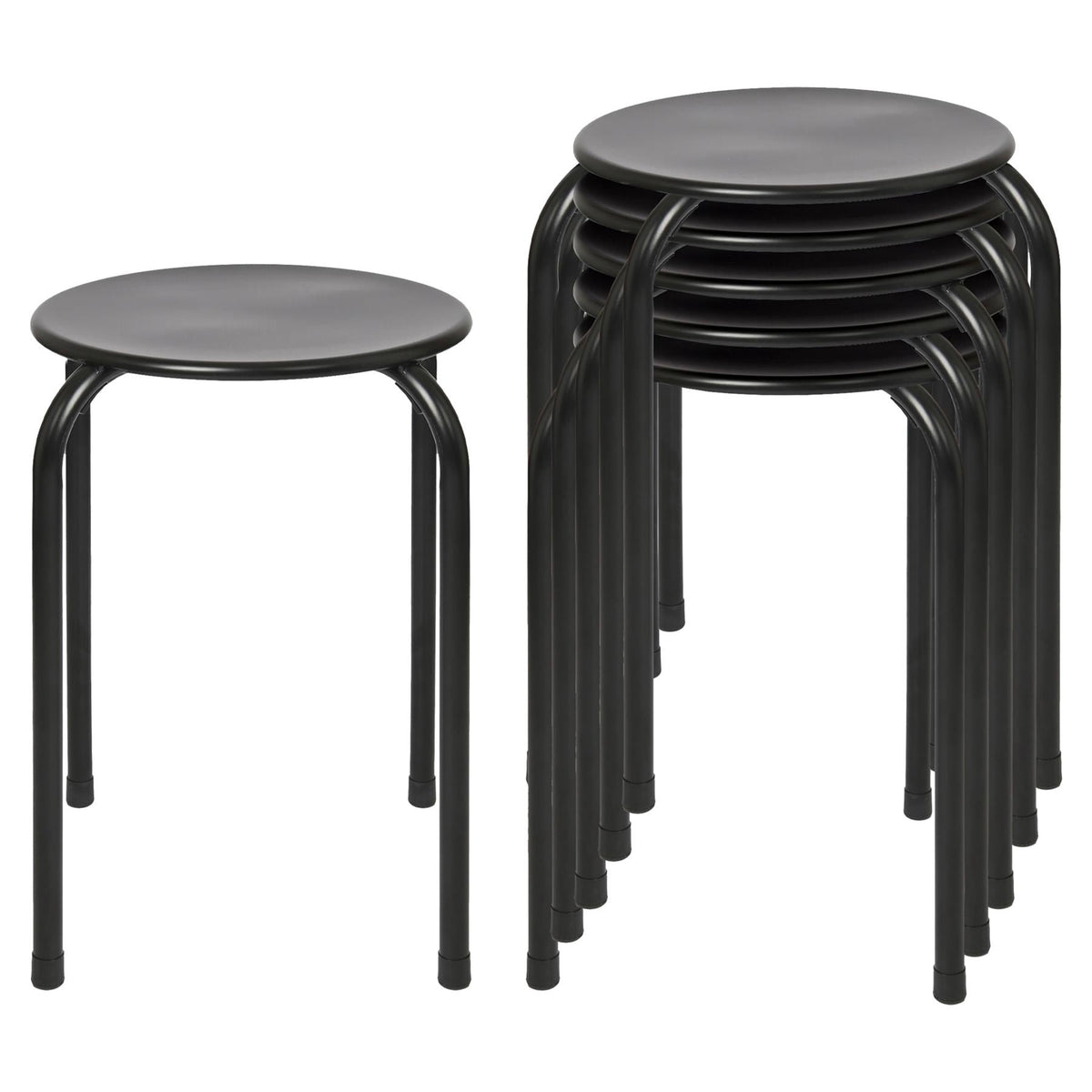 Matt Black Metal Stacking Stools - Pack of 6