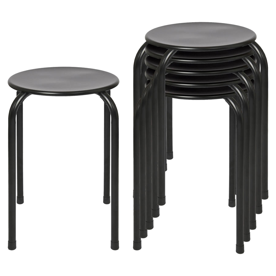 Matt Black Metal Stacking Stools - Pack of 6
