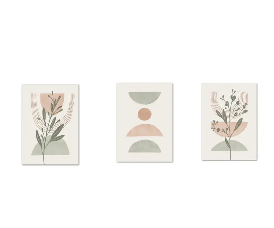 Earth Tone Botanical Canvas - 3PCS / 20x30cm No Frame