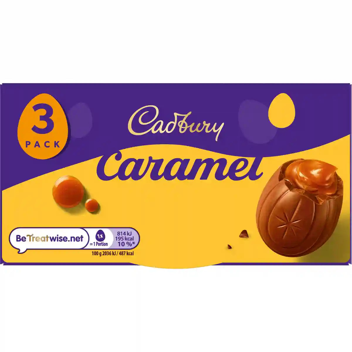 Cadbury Caramel Milk Chocolate Egg 3 Pack Box 120g