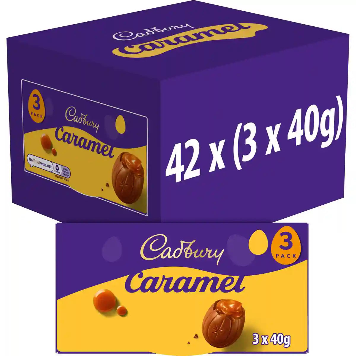 Cadbury Caramel Milk Chocolate Eggs pack of 3 (Box of 42)