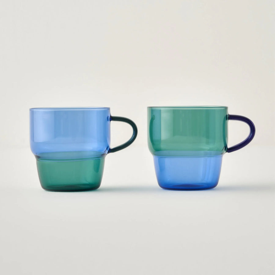 Castel Glass Mug Set (2-Pack) - Blue