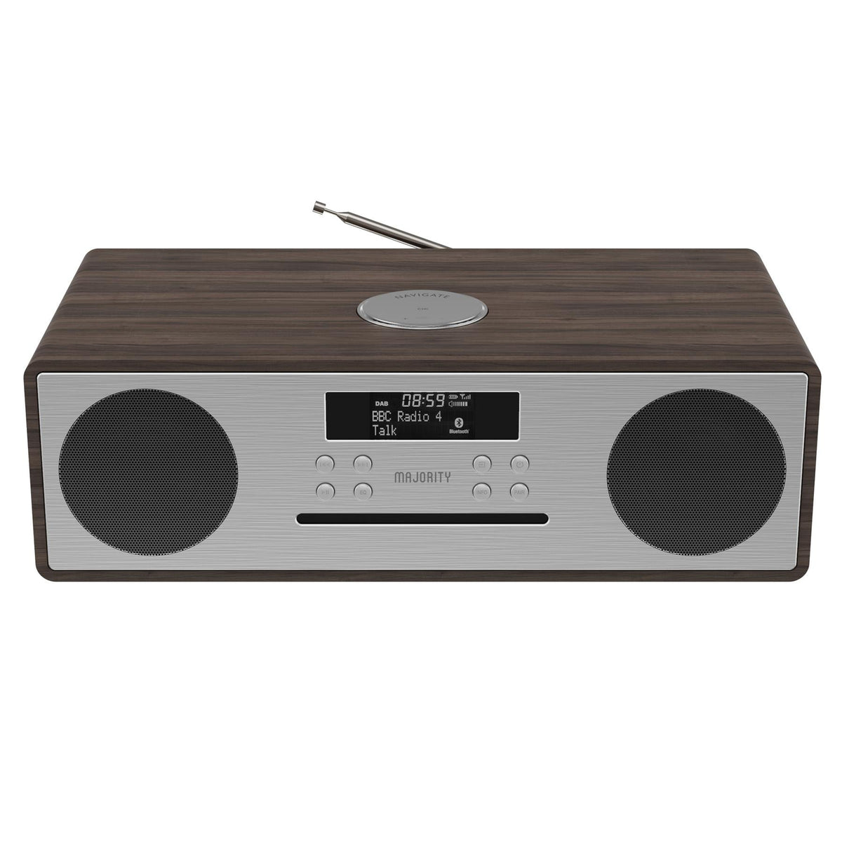 Majority Oakington Bluetooth Hi-Fi Compact Stereo System FM DAB Radio & CD Player Walnut