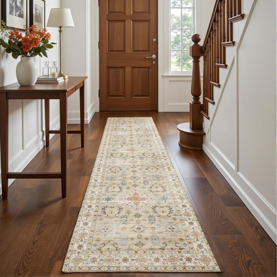 Tessia - Vintage Washable Runner Hallway Rug - 60x240cm