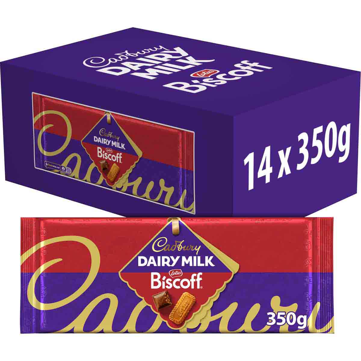 Cadbury Dairy Milk Lotus Biscoff Chocolate Bar 350g Box of 14