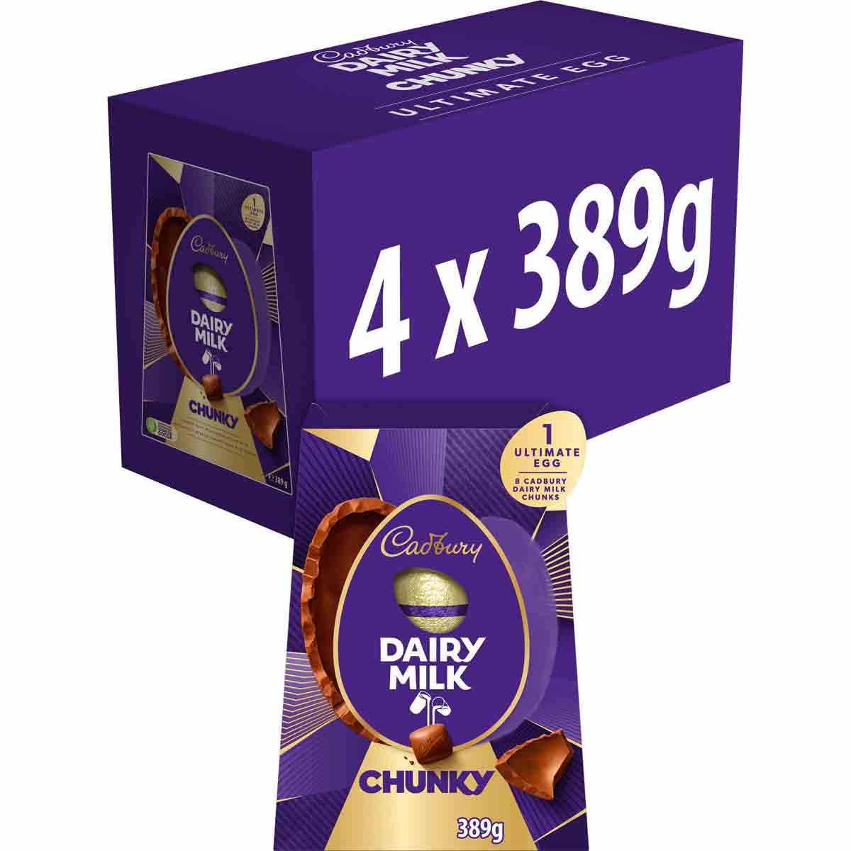 Cadbury Dairy Milk Chunky Easter Egg 389g (Box of 4)