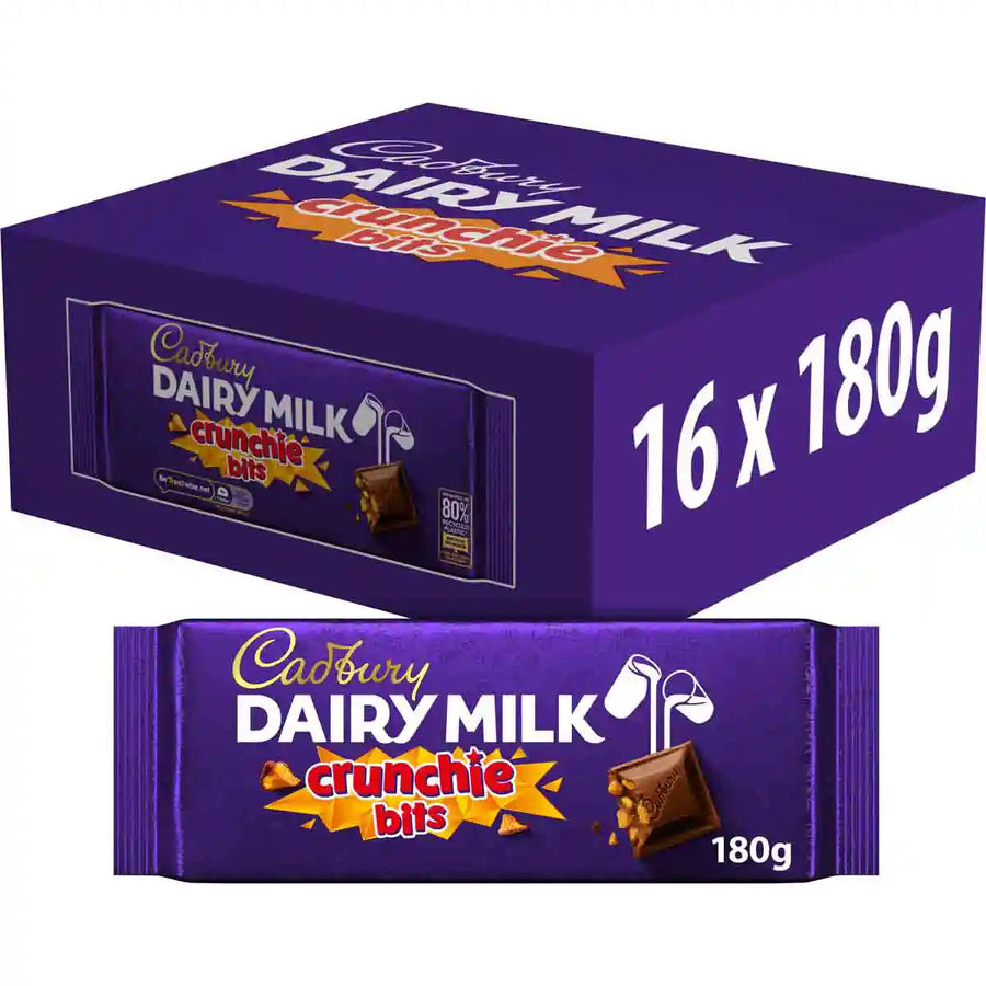 Dairy Milk Crunchie Bits Chocolate Bar 180g (Box of 16)
