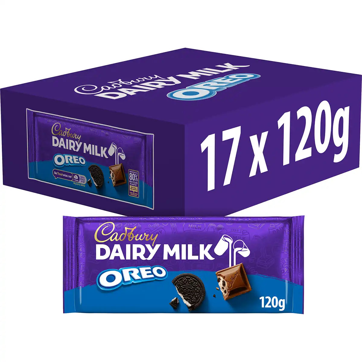 Cadbury Dairy Milk Oreo Chocolate Bar 120g (Box of 17)