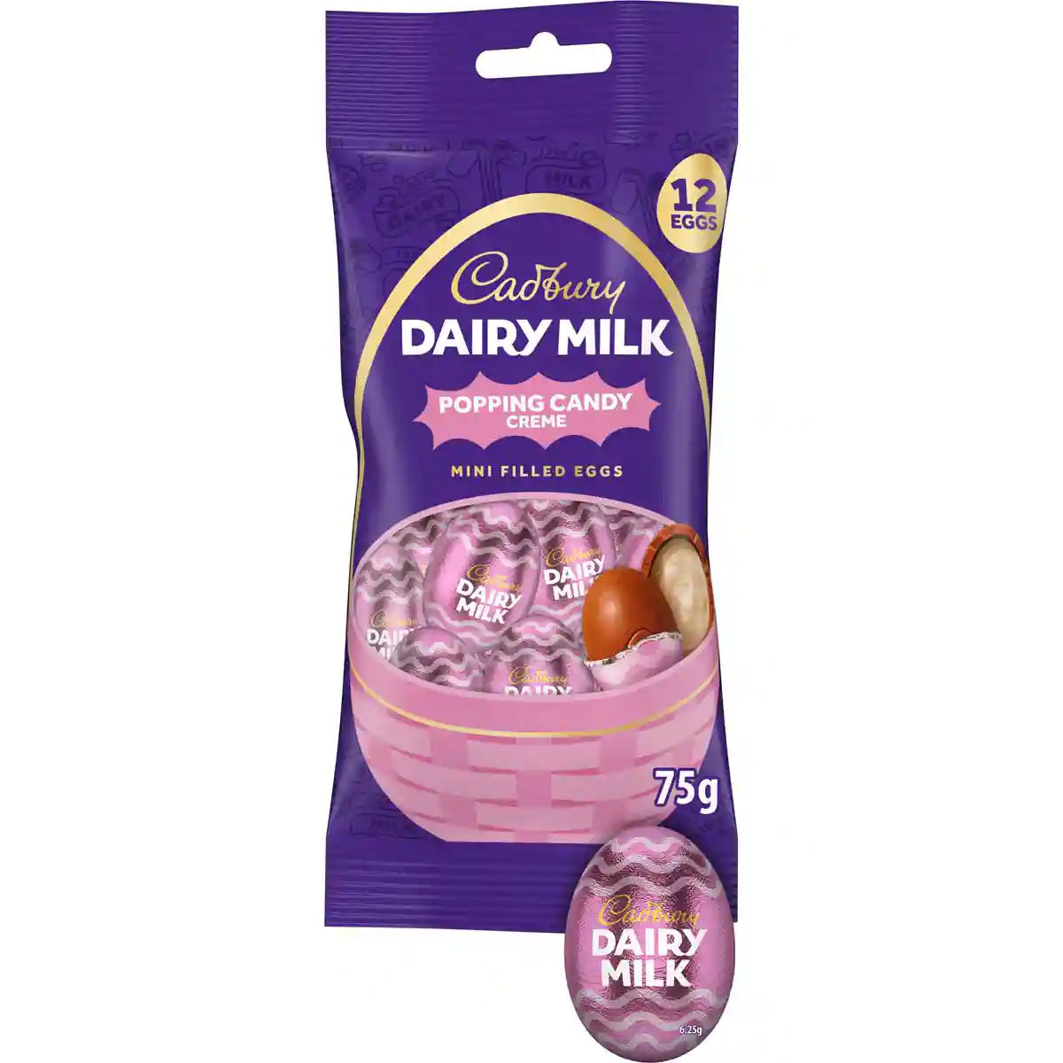 Dairy Milk Popping Candy Creme Filled Eggs Bag 75g