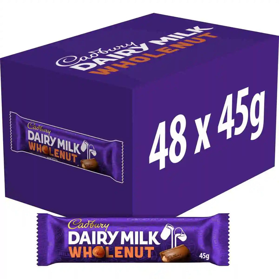 Dairy Milk Wholenut Chocolate Bar 45g (Box of 48)