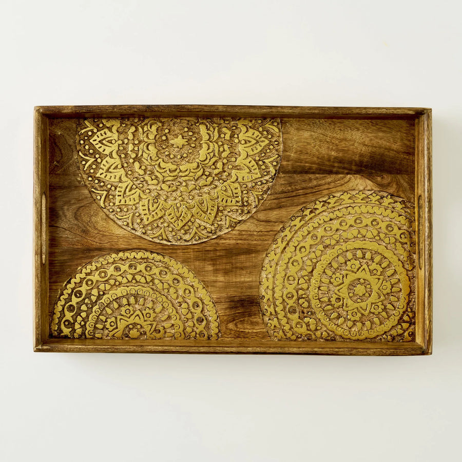 Cera Carved Mango Wood Decorative Tray