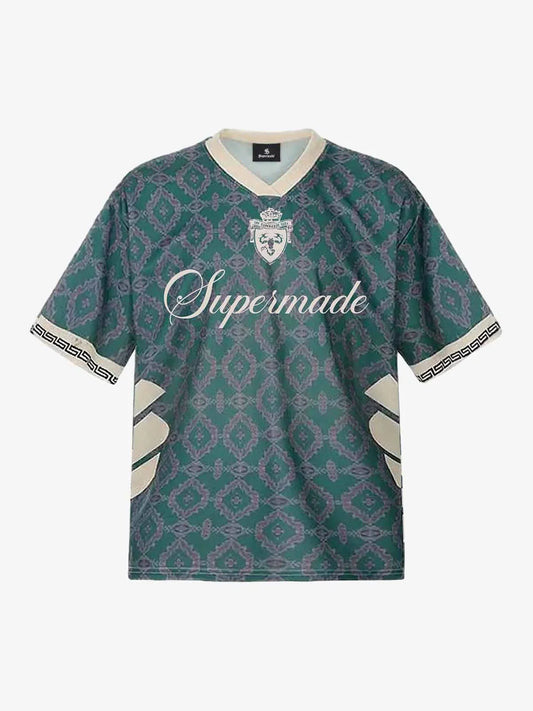 Always Strive Green Patterned Jersey V-Neck T-Shirt - Green / M