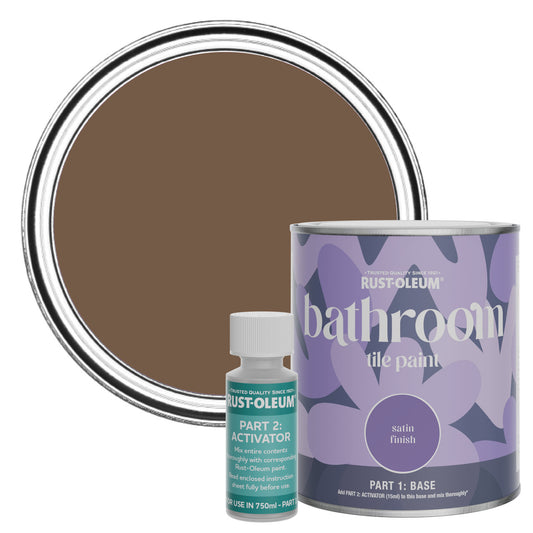 Rust-Oleum Brown Satin Bathroom Tile Paint - Chester 750ml
