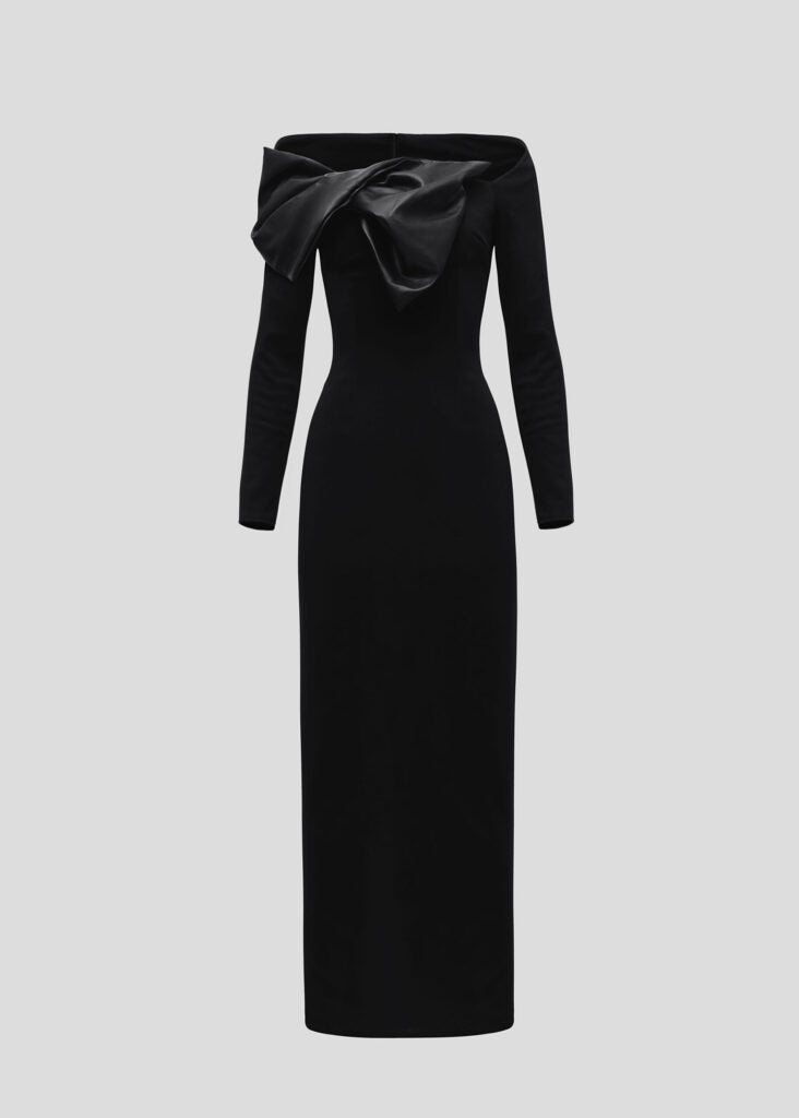 Black maxi dress with bow
