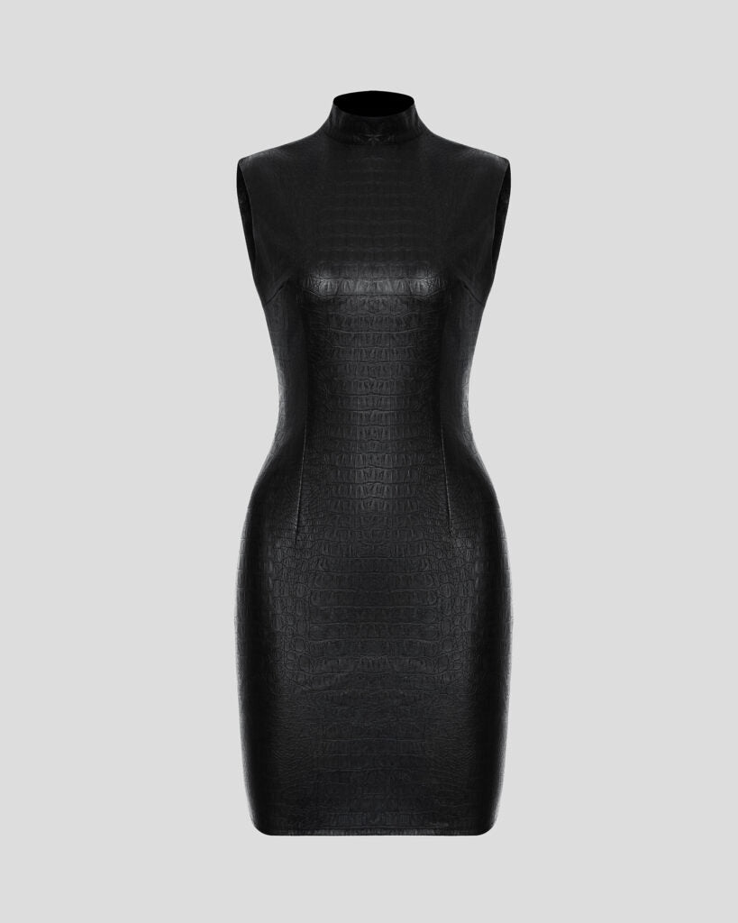 Black Textured Mini Dress