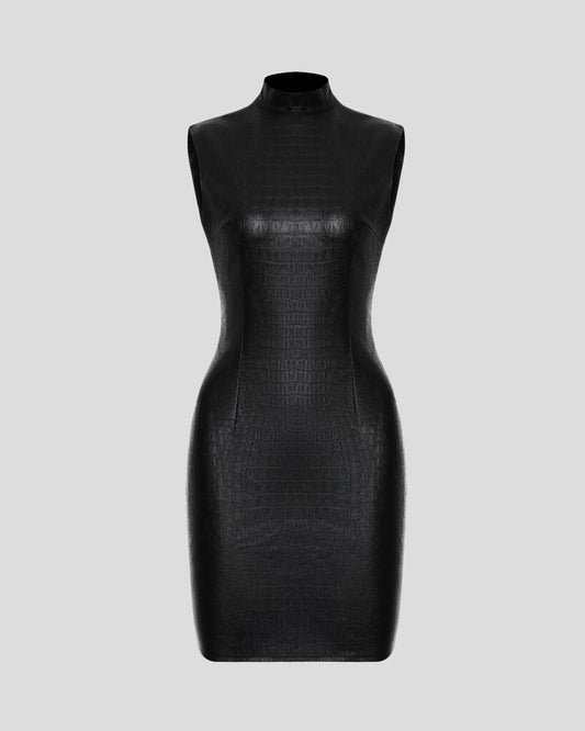 Black Textured Mini Dress