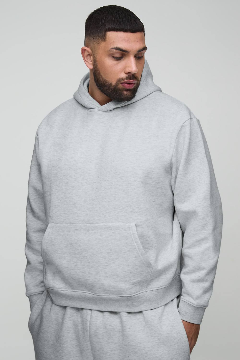 Plus Oversized Boxy Hoodie | Grey Marl | Size 4XL