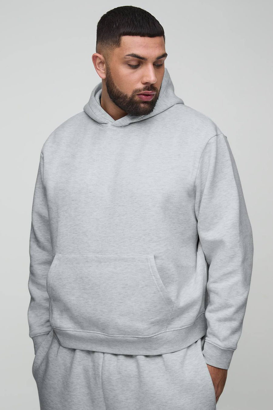 Plus Oversized Boxy Hoodie | Grey Marl | Size 4XL