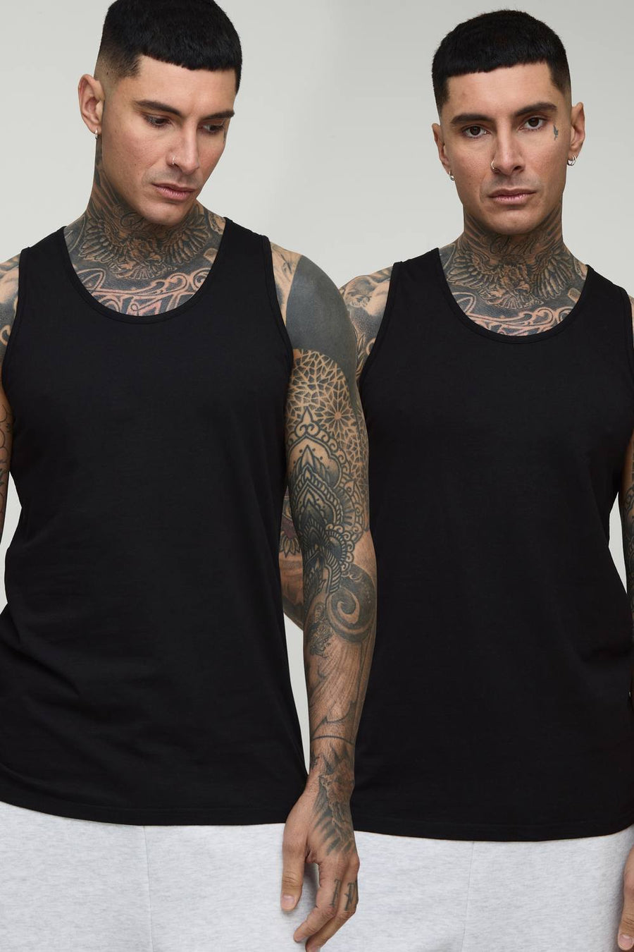 Tall 2 Pack Essential Regular Fit Vest | Black | Size Medium