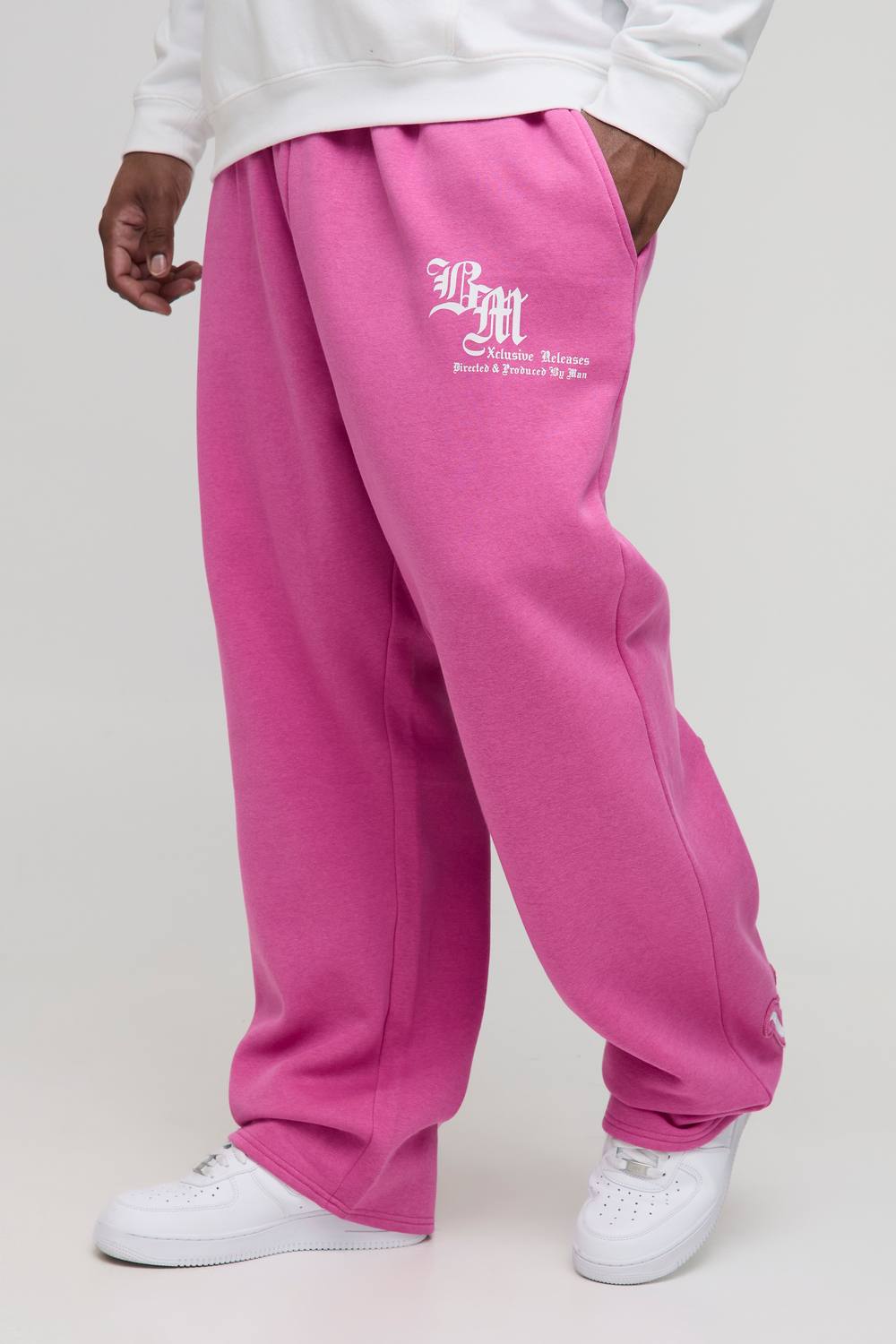 Plus Oversized Homme Applique Joggers | Pink | Size 2XL