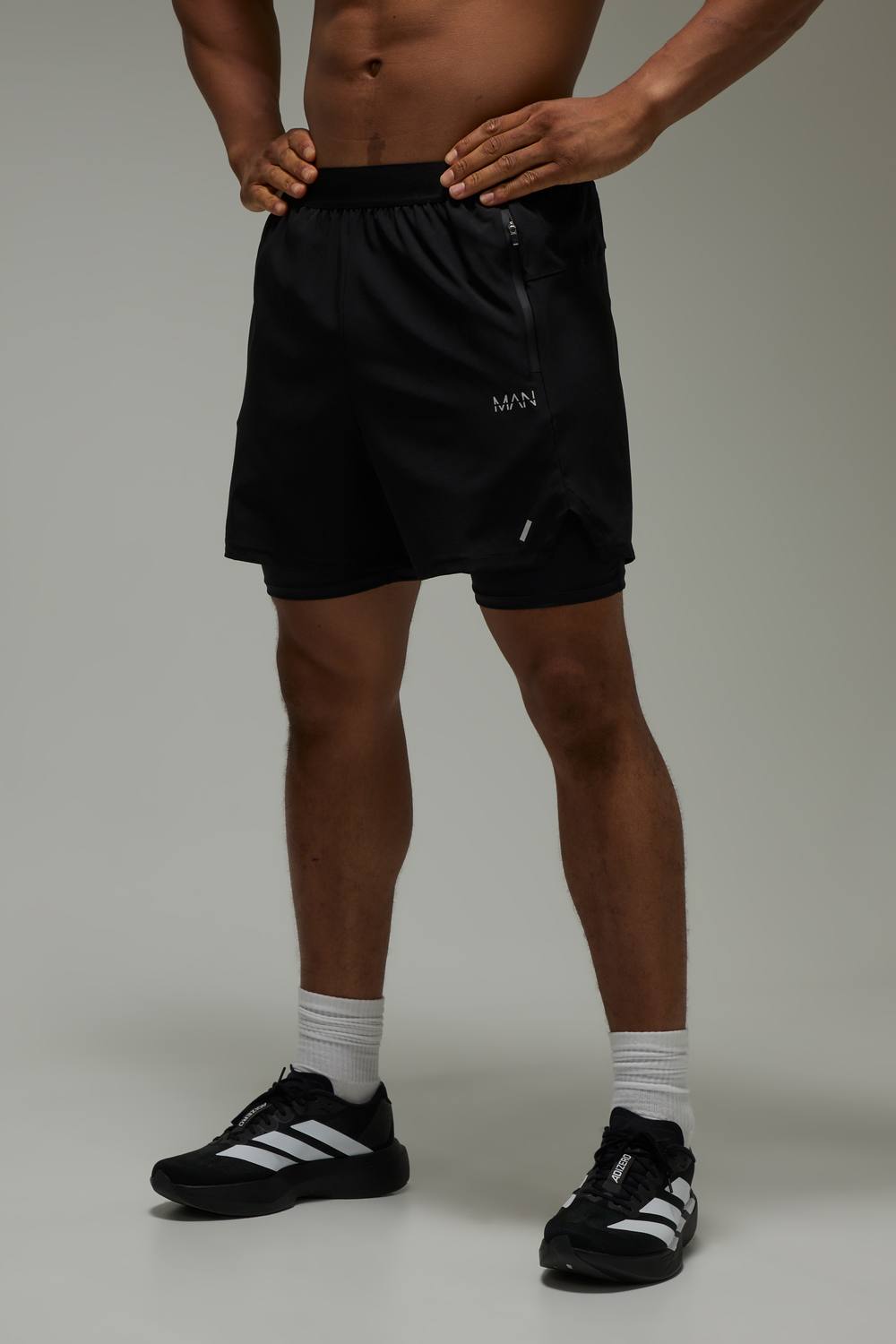 Man Active Stretch Woven 2in1 Shorts | Black | Size 2XL