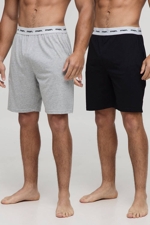 2 Pack Man Loungewear Shorts in Grey & Black | Size Medium