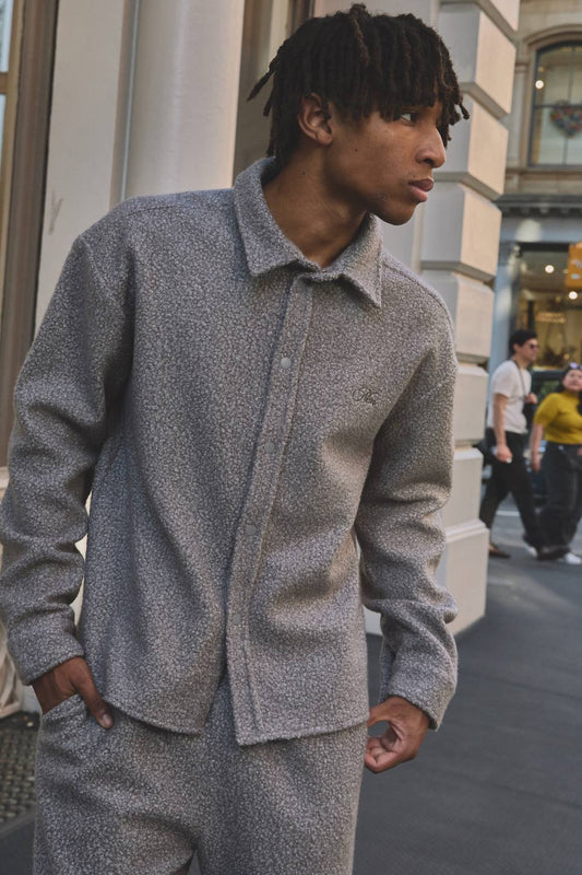 Regular Fit Brushed Overshirt | Grey | Size Small