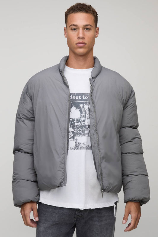 Tall Mono Padded Oversized Bomber Jacket | Grey | Size 2XL