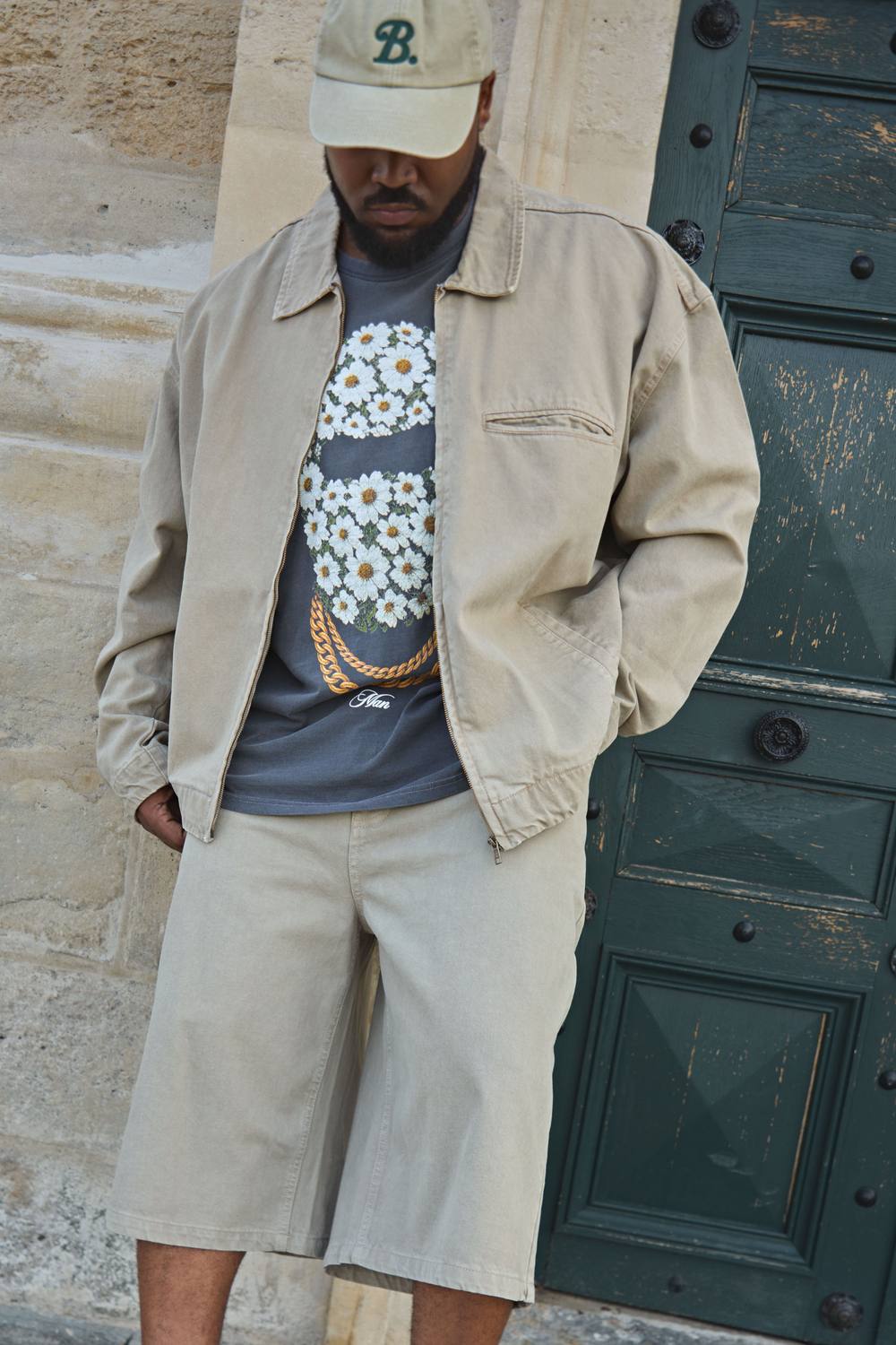 Plus Oversized Washed Zip Up Denim Overshirt | Washed Khaki | Size 2XL
