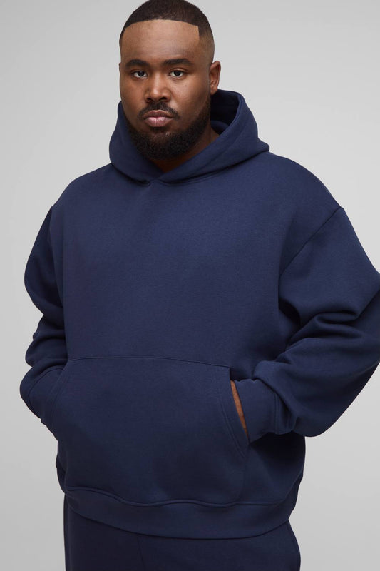 Plus Essential Oversized Boxy Over the Head Hoodie | Navy | Size 5XL