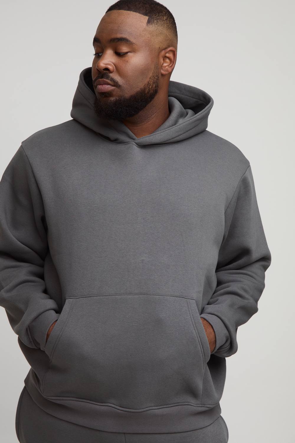 Plus Essential Regular Fit Over the Head Hoodie | Charcoal | Size 5XL