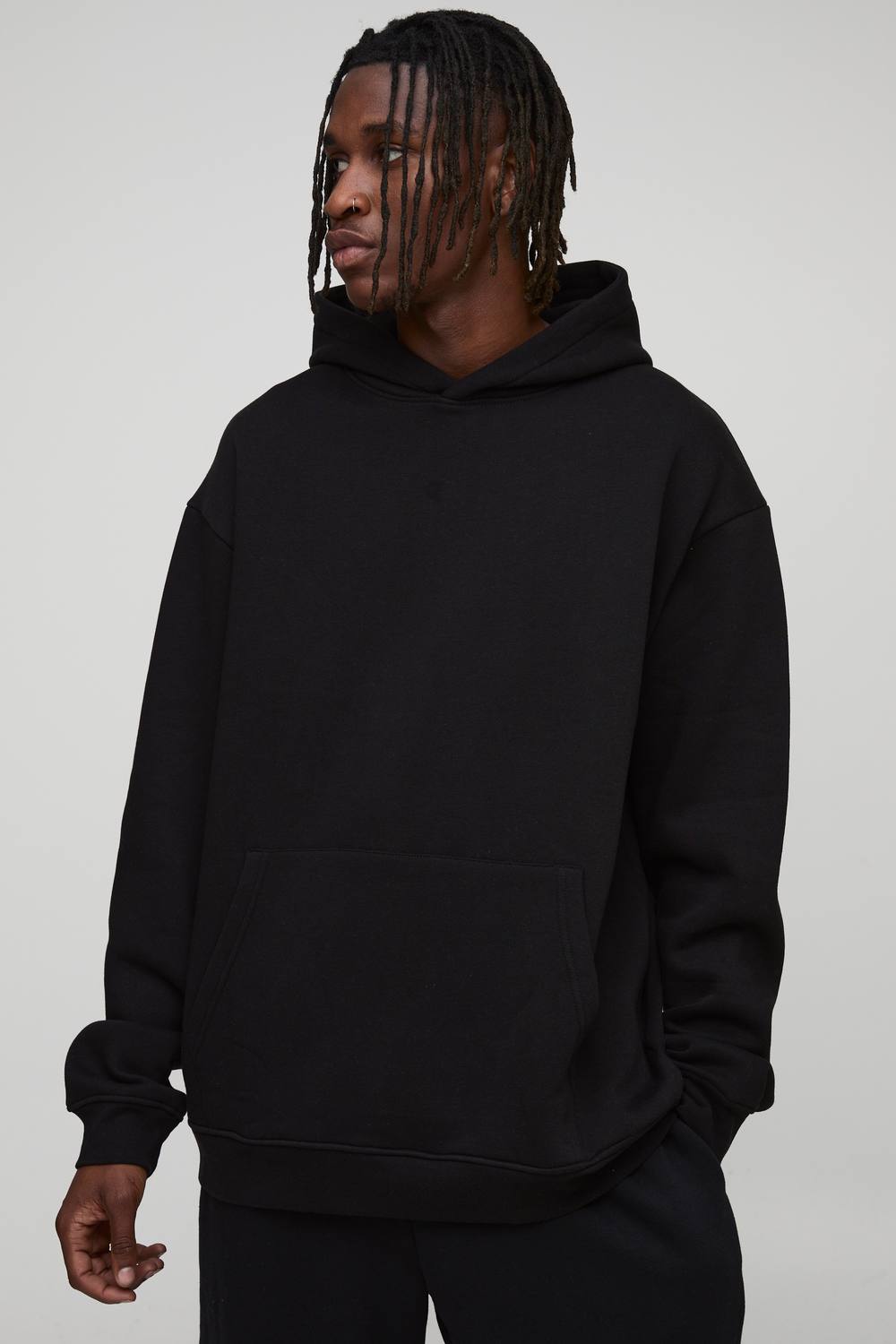 Tall Essential Oversized Over the Head Hoodie | Black | Size Medium